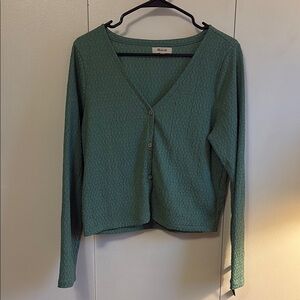 Madewell Green V-Neck Button-Up Top
